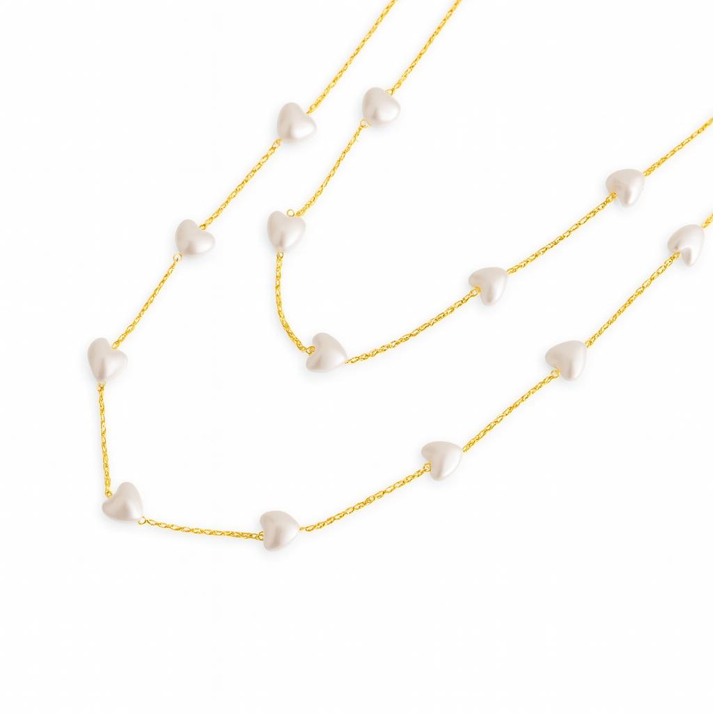 Perlenherz Lange Halskette