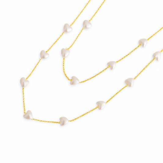 Perlenherz Lange Halskette