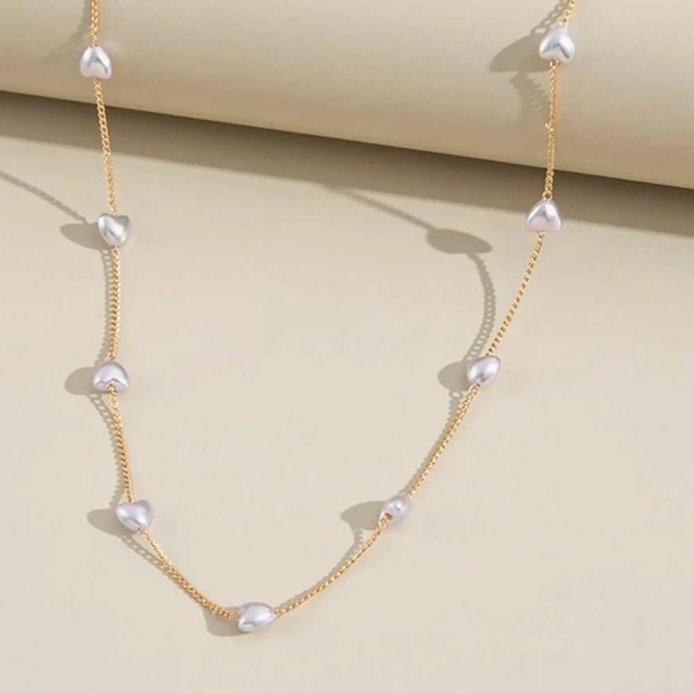 Perlenherz Lange Halskette